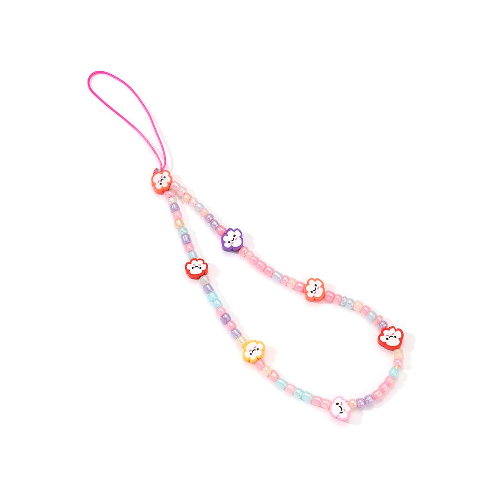 Creative handmade colored acrylic beaded mobile phone chain ins personalized soft pottery wrist anti-loss pendant pendant