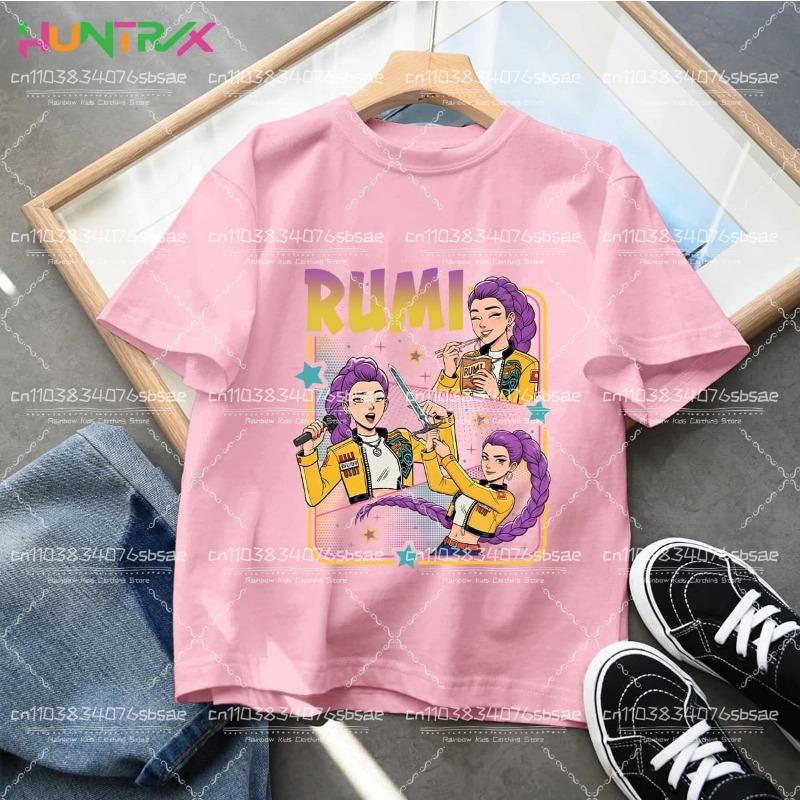 KPop Lovci démonů Zoey Potištěné tričko Dětské Nové Kreslené Měkká Bavlna Dívčí Tričko Topy K-Pop Bavlna Batole Dívčí Oblečení