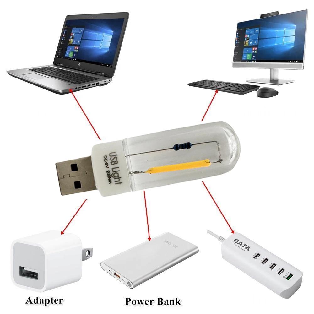 5V Mini LED COB Light Bulb Filament Portable Night Reading Lighting Lamp USB ChargTreasure Notebook Mobile Power Bulbs Hot Sell