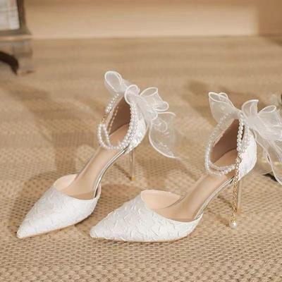 Modische französische Mesh-Schuhe, Damen Neue Sommer Atmungsaktive Mesh High Heels, Schlanke Absätze, Fischmaul, Sexy Schnürsandalen