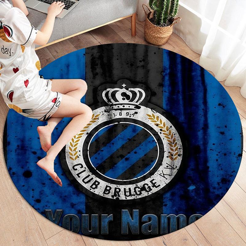 Club Brugge KV Custom Name Round Area Rug,Carpet Rug for Living Room Bedroom Sofa Playroom Decor,Non-slip Floor Mat