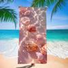 Microfiber Quick Dry Beach Towel - Seashell Ocean Print, Soft Lightweight Sandless Travel Blanket for Swimming, Gym, Yoga