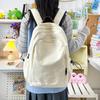 Schoolbag Solid Color Canvas Backpack Female Harajuku Simple Large Capacity High School College Student Schoolbag Mori Travel Texture Backpack