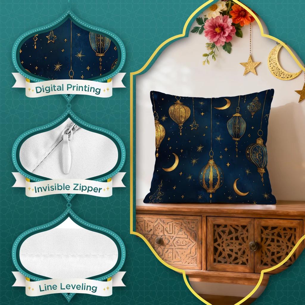 Ramadhan festival blue night starry sky Cushions Pillowcase Polyester Cushion Cover Throw Pillow Pillowcover Home Car Sofa Decor