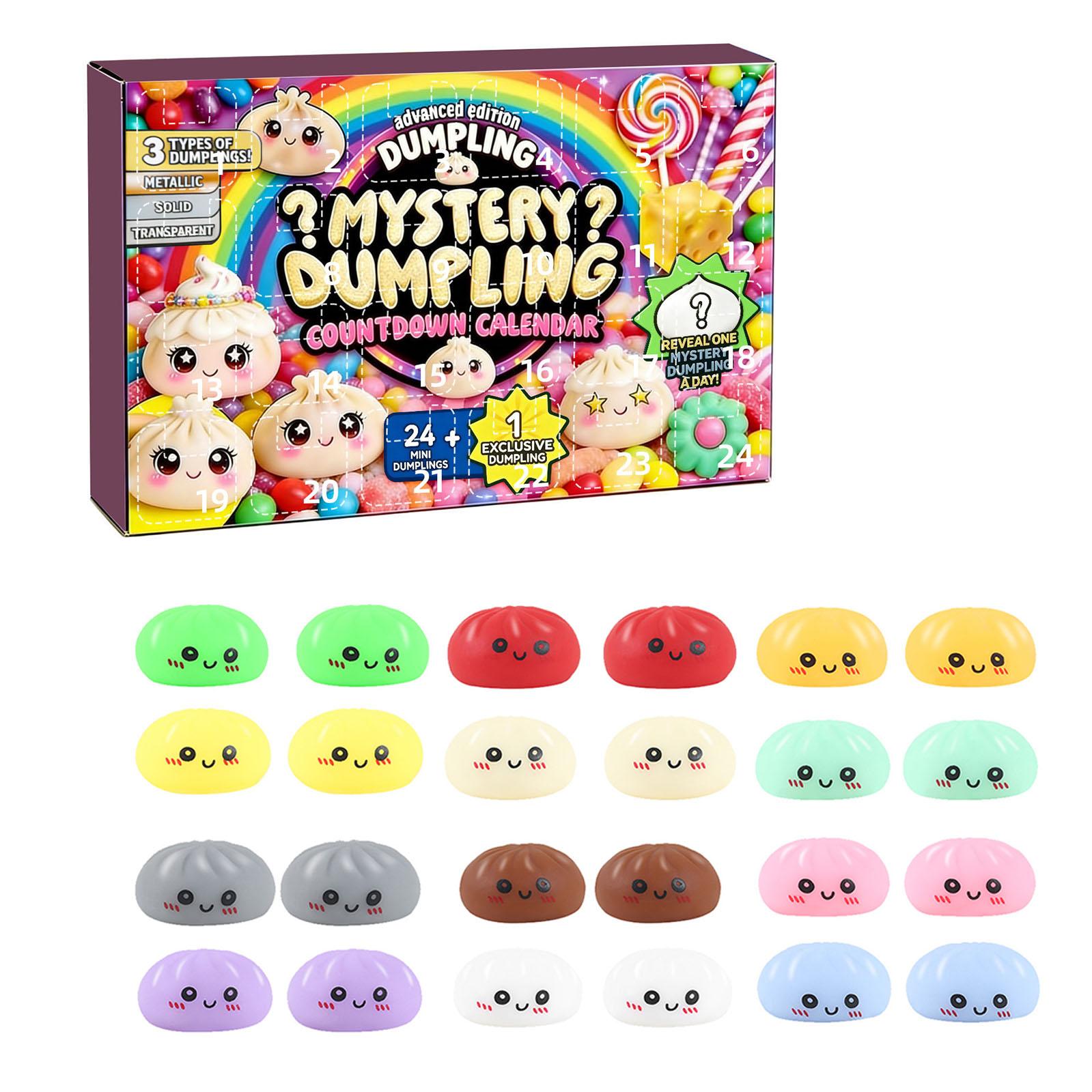 

Mystery Dumpling Squishy Toy Blind Box Set with 24 Pieces Assorted Designs Airplane Box Packaging for Squeezing and Collecting One Size