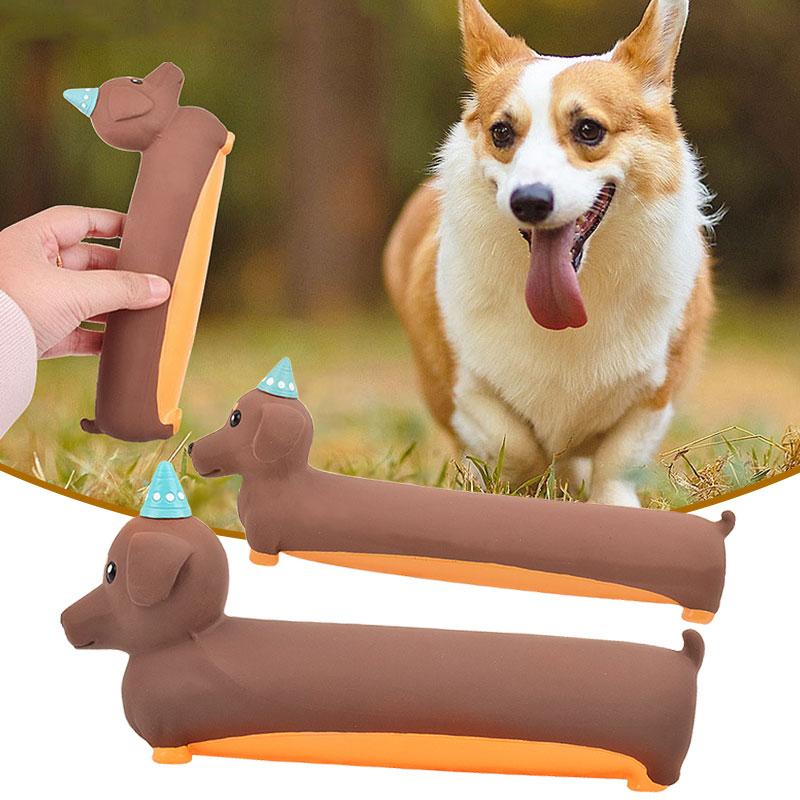 Dog Chewing Toy Simulated Dachshund Squeaky Pet Toy Bite Resistant Puppy Toy Training Silicone Teeth Cleaning Dog Toy Supplies