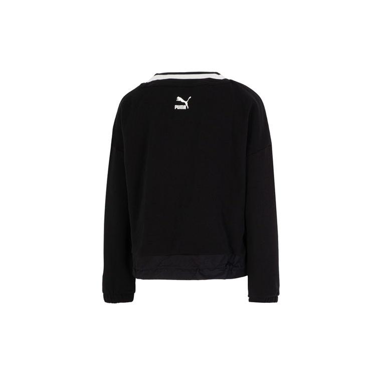 (WMNS) PUMA Logo V neck Sweatshirt 'Black' Women's 537524-01