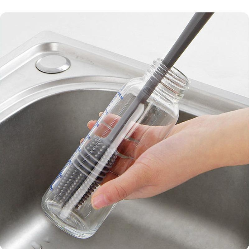 Mycí šálek, rotační kartáč na šálky, kartáč na láhve s mlékem, speciální čištění skvrn od čaje s dlouhou rukojetí, silikonový kartáč na tvrdé vlasy