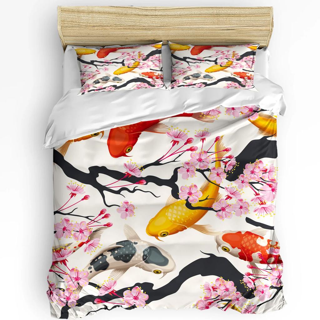 Japanese Bedding Set For Bedroom Bed Home Branch Of A Flourishing Sakura Tree Flowers Cher Duvet Cover Quilt Cover Pillowcase