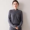 Women's 2025 Retro Chinese Style Frog Button Cashmere Pullover Sweater