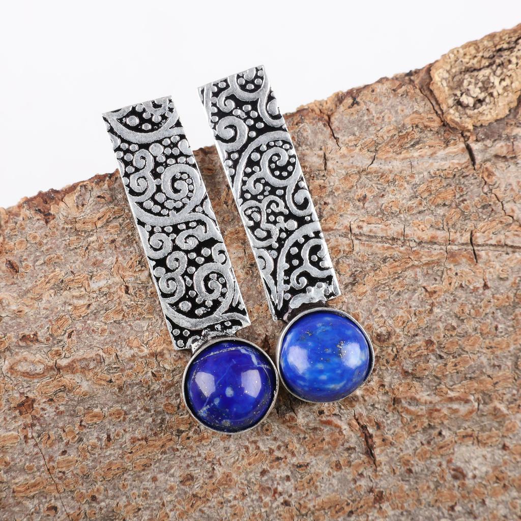 Lapis Lazuli Earrings Handmade Gemstone Jewelry, 925 Solid Sterling Silver Earrings ,Unique Design Jewelry Earrings