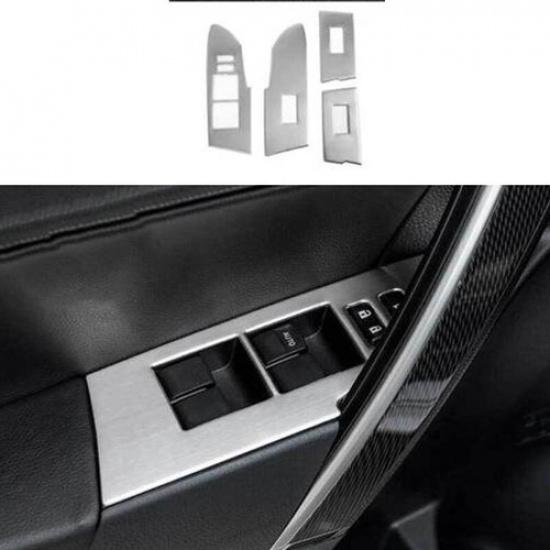 Panel Switch Cover Trim Window Lift Silver Brushed For Toyota Corolla 2014-