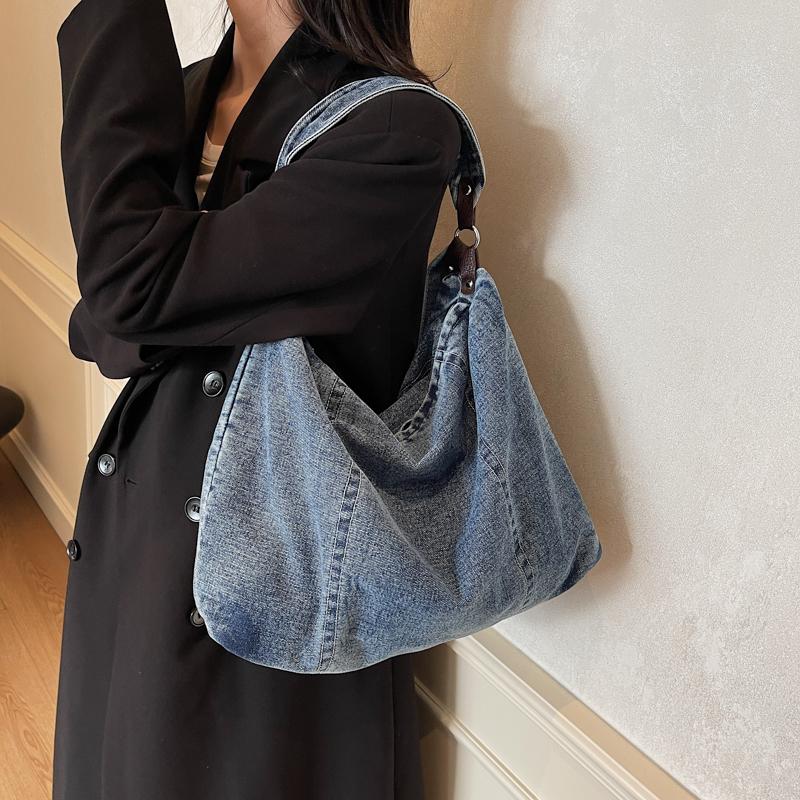 Denim Bag Women's Crossbody Bag Large Capacity Student Class Commuter Shoulder Tote Bag