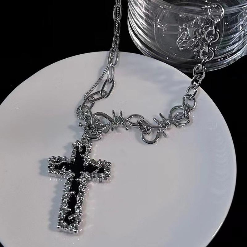 

Punk hiphop cross necklace women s long hip hop sweater chain accessories men s trend fashion collarbone chain