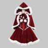 Women Christmas Dress with Gloves Banquet Costume Vintage Medieval Hooded Cloak Lolita Xmas Party Gown StagePerformance