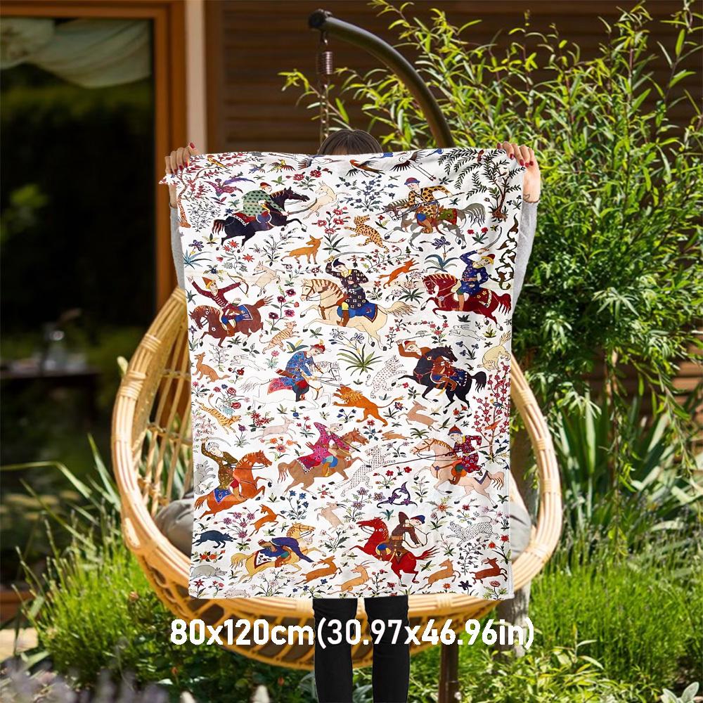 

1PC Horsemen, AnimalsOutdoor Flannel Blanket - Soft Plush Decor for Picnics, camping, Bedroom, Playroom, Office, or Lunch Break 1319A 80x120cm(31x47inch)