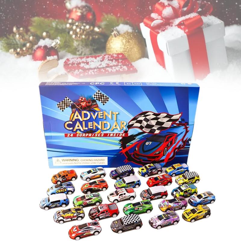 Advent Calendar Countdown Toy Cars Set For Kids Featuring 24 Unique Collectible Designs