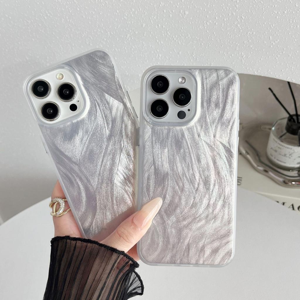 Advanced IMD Feather Yarn Water Ripple for IPhone15 Phone Case 16promax Color Painting Customized Protective Cover