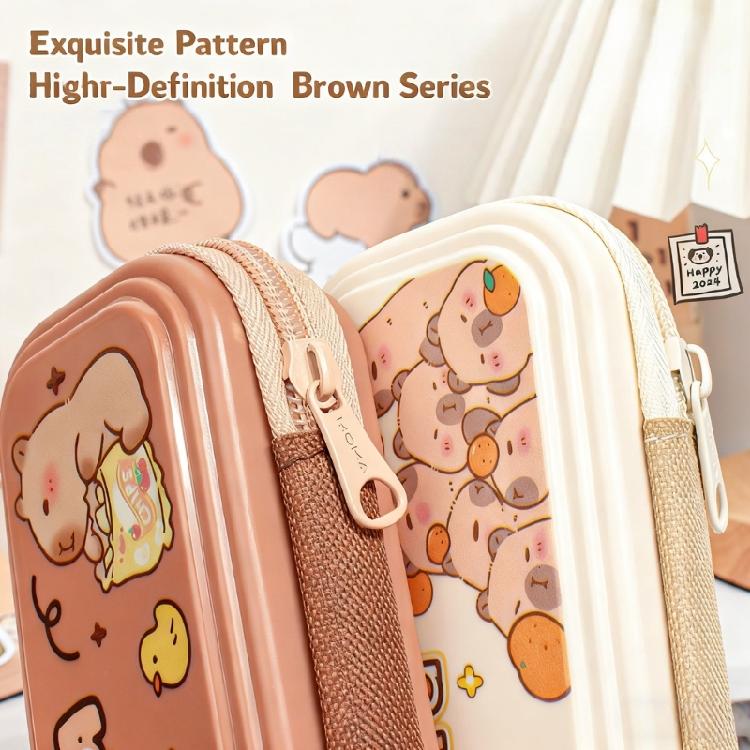 Cartoon Pencil Case Large Capacity Plastic Pencil Bag Multifunctional Pen Organiser For Pen Markers School Supplies