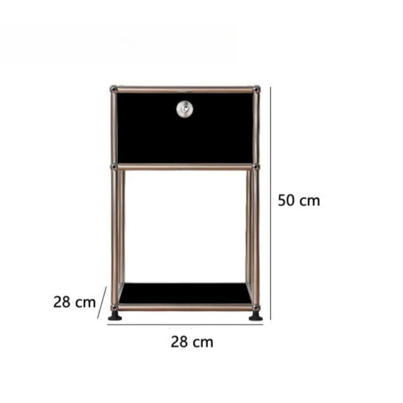 Nordic Nightstands Bedroom Bedside Table Stainless Steel Storage Cabinet with Lock Multifunctional Home Storage Furniture
