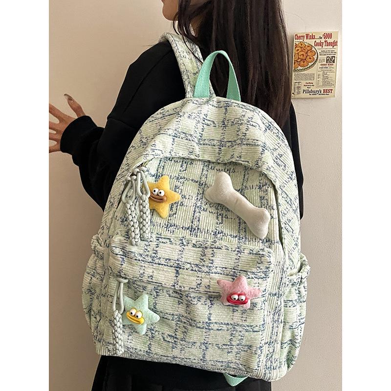 Plaid Cute Japanese Backpack for Girls - Versatile Travel & College Bag