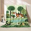 Cartoon Animal Park Printed Blanket Warm and Soft for Home Travel Blanket Sofa Bedding Camping Picnic Car Office Cover Blanket