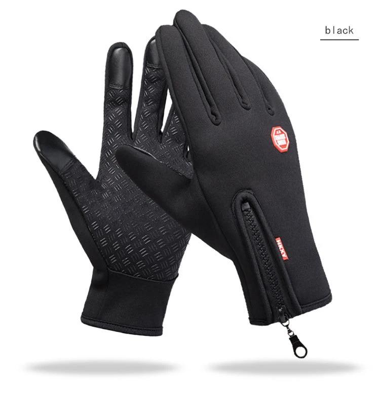

Winter Warm Cycling Gloves Men Women Full Fingers Waterproof Touch Screen Fleece Gloves for Outdoor Sport Motorcycle Driving Ski S чёрный