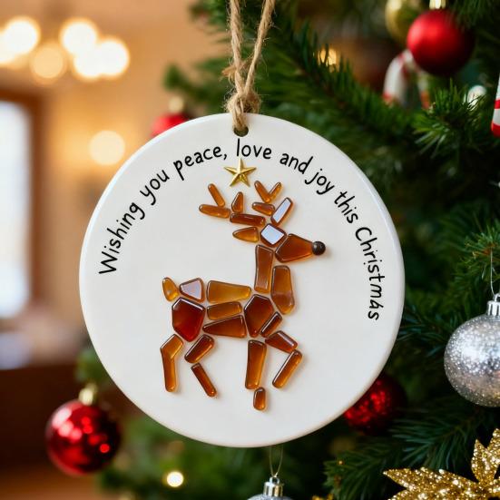 Sea Glass Christmas Ornament Handcrafted Sea Glass Santa/Candy Cane/Tree/Gingerbread Hanging Decor Acrylic Coastal Ornament for Xmas Tree Decor