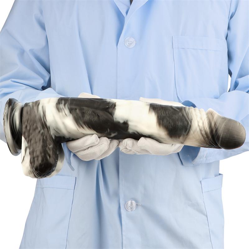 14 Zoll 5,7 cm Schwarz-Weiß Gemischte Farbe Extra Groß Extra Lang Dick Simulierter Falscher Großer Dildo Analplug Spielzeug