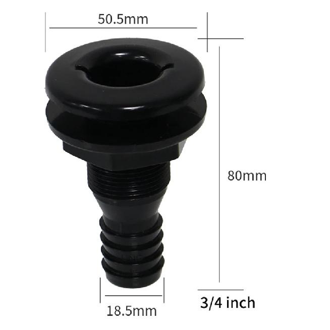 

Marine Hardware Boat Accessories 5/8inch 3/4inch Deck Filler Socket of Fuel Plastic Thru Hull Black Size B