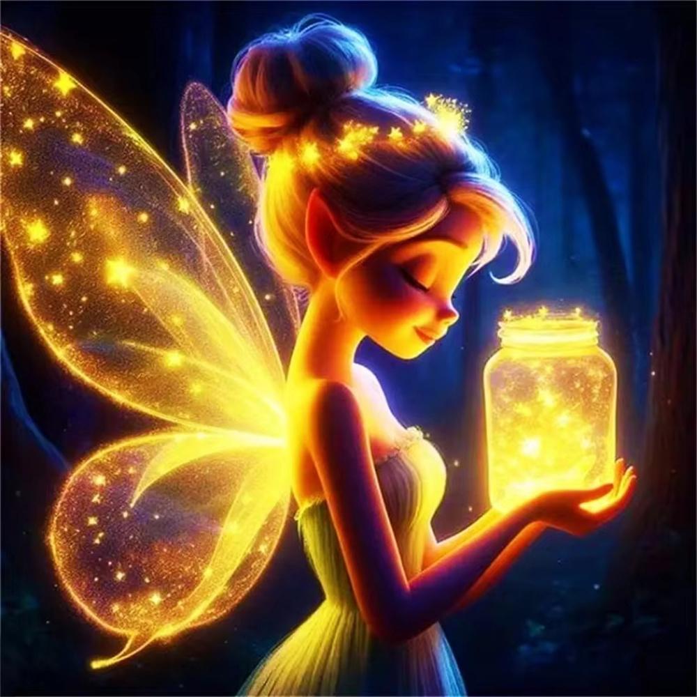 

Disney Tinker Bell Fairy Collection Diamond Painting Full of Diamonds DIY Handmade Embroidery Art Cartoon Decorative Painting Kit Round 20x20cm