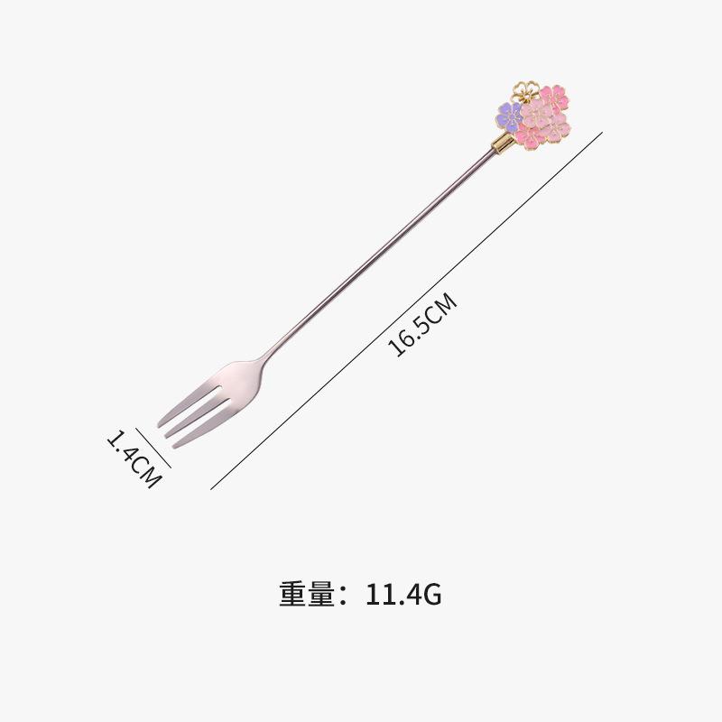 1PCS Kitchen Coffee Tableware Cherry Blossom Spoon Fork Stainless Steel Coffee Spoon Kitchen Star Long Handle Stirring Spoons