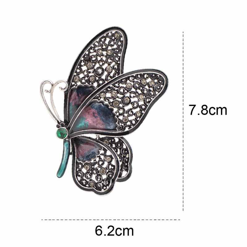 Cute Colorful Diamond Butterfly Brooch Women Silk Scarf Buckle Dress Animal Brooches Wedding Accessories
