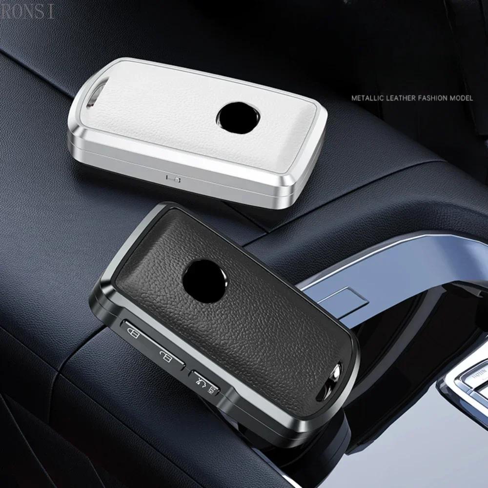 Alloy Leather Car Smart Key Case Cover For Mazda Alexa CX-30 CX-3 CX-5 CX-7 CX-9 CX-4 3 Button Protector Shell Accessories