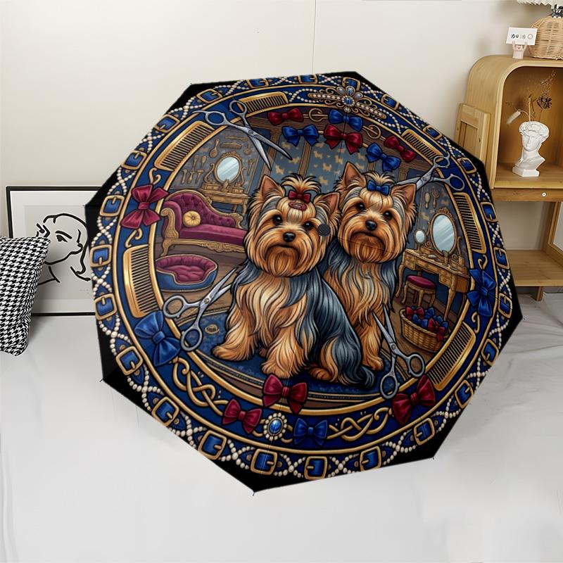 Royal Canine pattern umbrella, portable and foldable design, 8 ribs, a casual accessory for Halloween, Christmas, and birthday gifts.