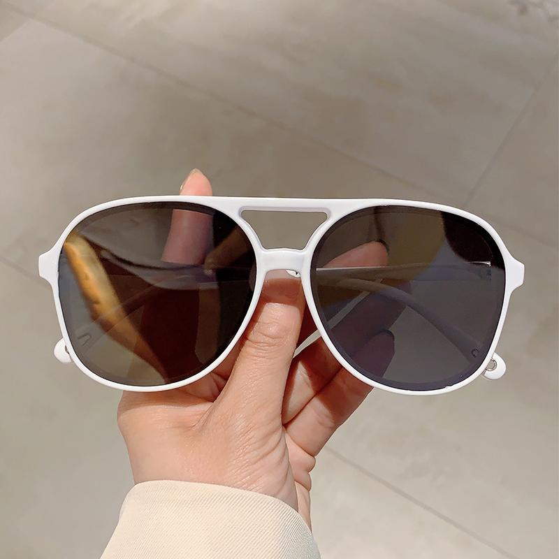 Vintage Double Bridge Sunglasses  New Chic Multicolor Gradient Pilot Shades Fashion Brand Design Mirror Dark Glasses
