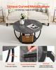 Coffee Table, Modern Round Coffee Table, 2 Tiers Wooden Circle Center Desk with Open Storage, Minimalist Sturdy Metal Frame Accent End Desk for Living