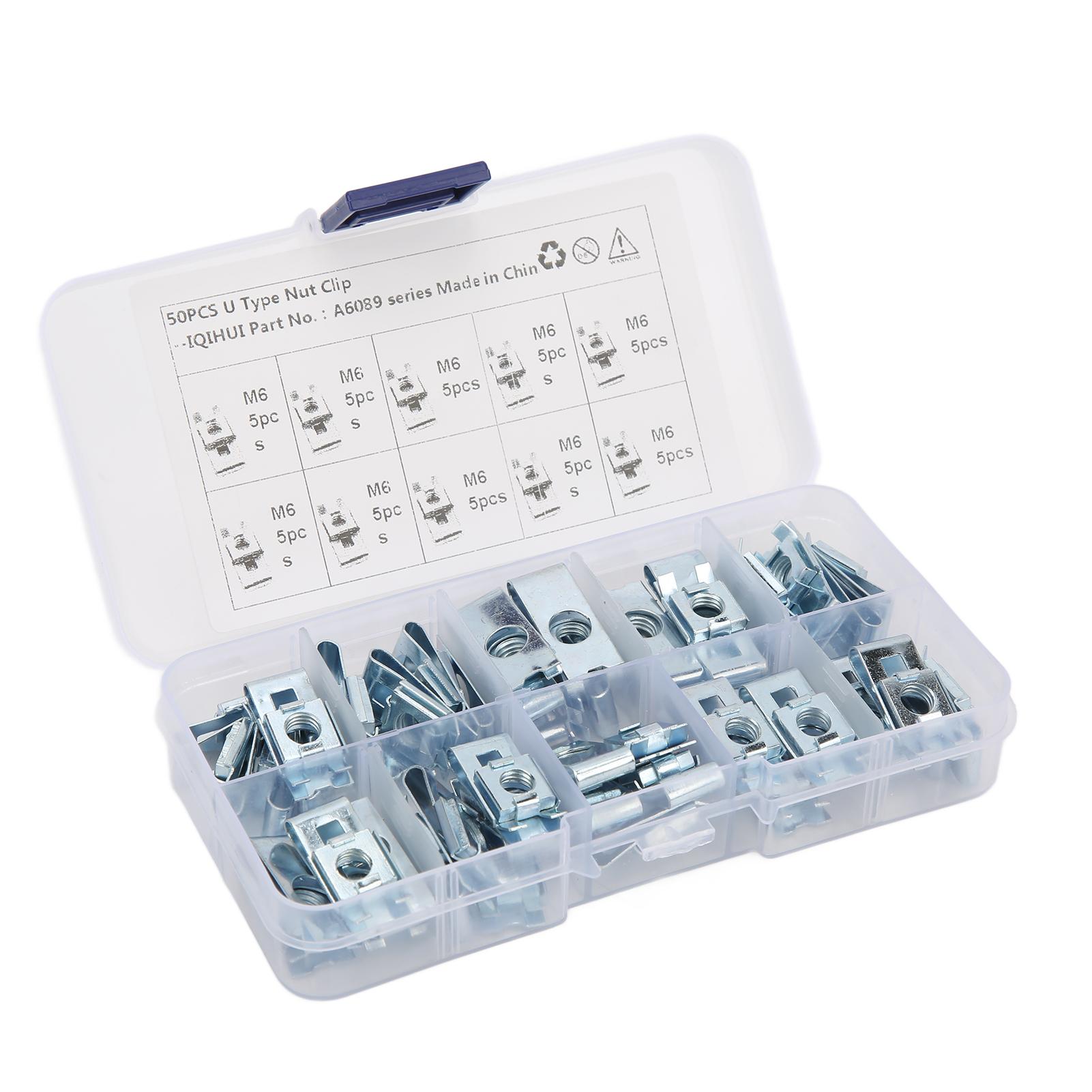 

50 шт. автомобильных зажимов U-образного типа, набор из стойких к ржавчине металлических зажимов U-образной формы, гайка, скоростной крепеж