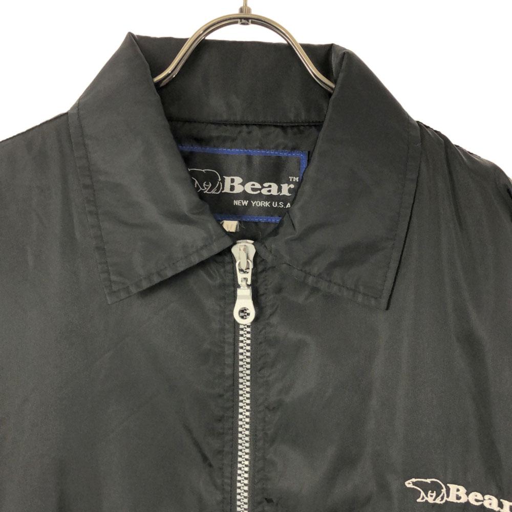 BEAR 90er Logo Stickerei Reißverschlussjacke M schwarz Alte netzgefütterte Coachjacke Herren Gebraucht