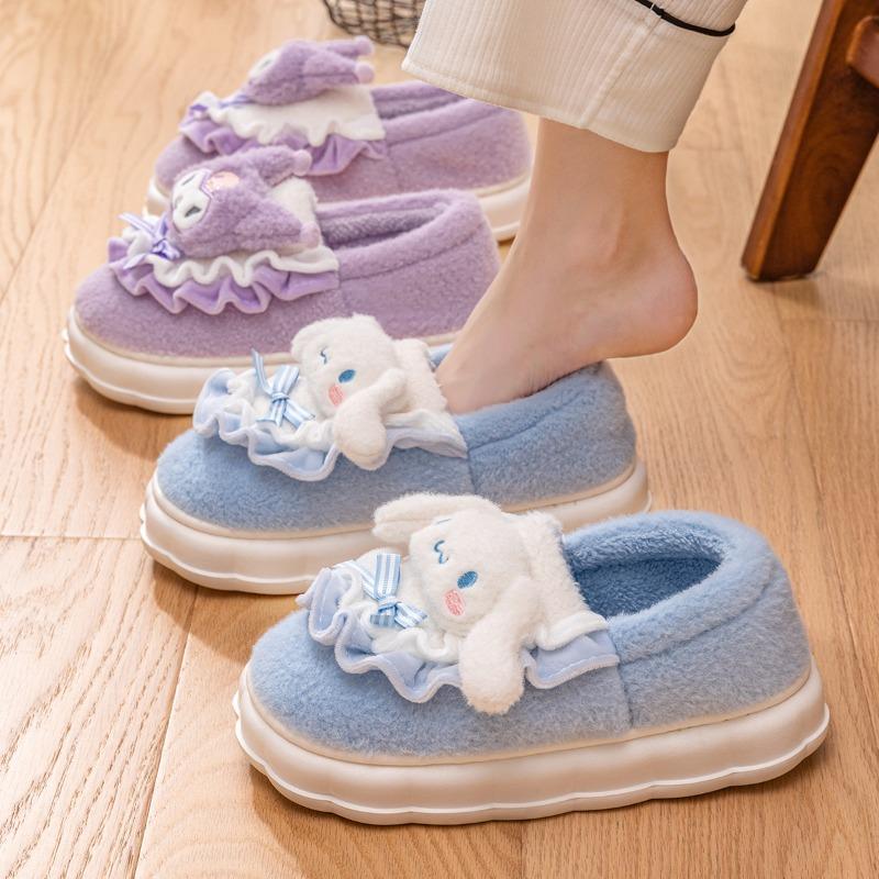 Baotou slippers women's winter new home indoor bag heel non-slip thick bottom plush outer wear cotton mop winter