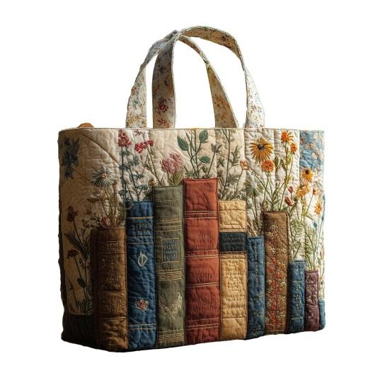 Quilted Tote Bag Women Vintage Shoulder Bag Flowers Animals Handbag Floral Purse for Commuting Party Daily Errands