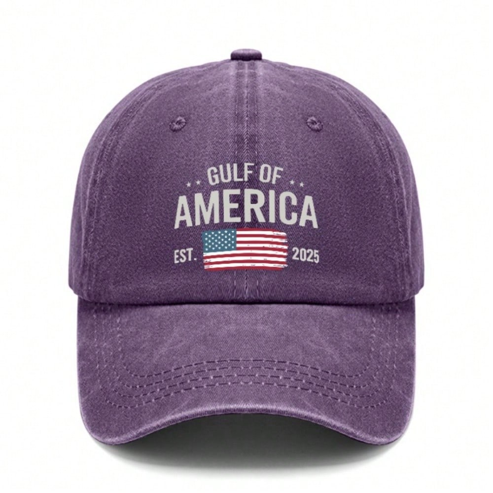 [Patriotic Baseball Cap] 2025 Gulf Of AMERICA Print Adjustable Hat Vintage Washed Polyester - Unisex Casual Outdoor Sports Gift For July 4Th