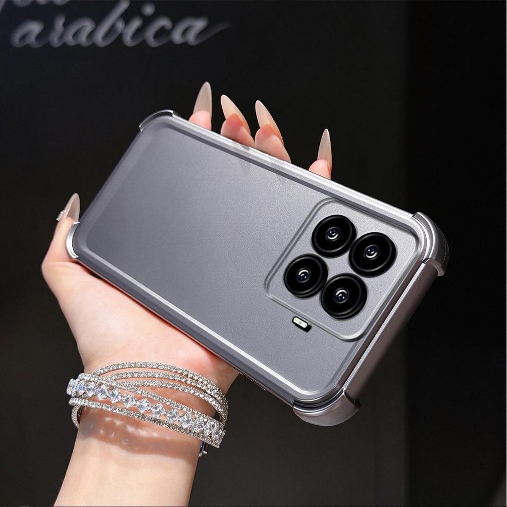 Anti-Drop Airbag Bumper Phone Case for Xiaomi 15T Pro Luxury Titanium Metallic Cover