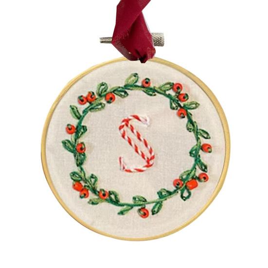 DIY Embroidered Christmas Ornaments Personalized Initial A–Z Monogram Embroidery Set Mini Handmade Christmas Embroidery