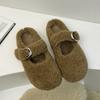 Baotou Fluffy Slippers Women's 2025 New Autumn and Winter Wear Velvet Warm Internet Celebrity Half Slippers Mary Jane Cotton Shoes