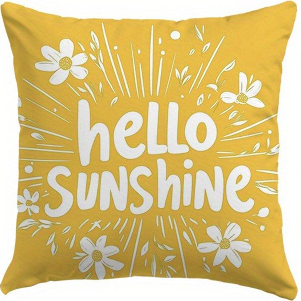 Yellow Tulip Energetic PillowcasesBedroom Living Room Sofa Home Decor Polyester Cushion Cover with Zipper