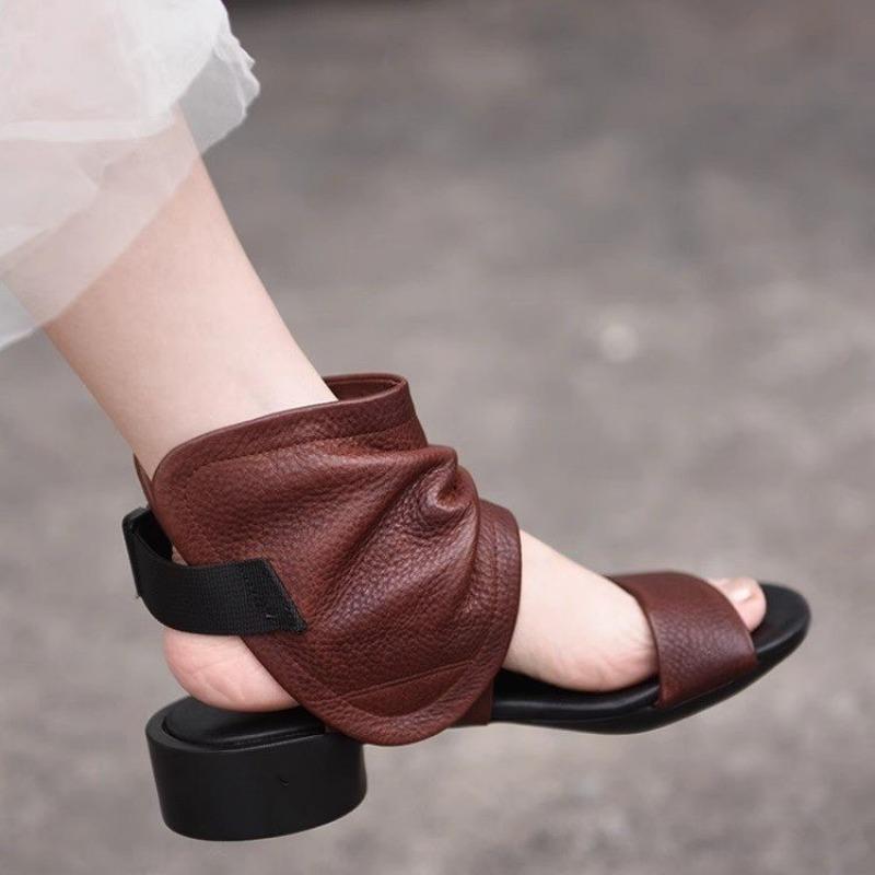 Fashion 2025 New Summer Open Toe Women's Sandals Round Toe Buckle Strap Med Heel Ankle Boots Women for Fashion Daily Casual Sandals