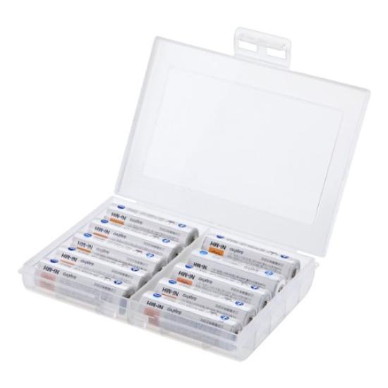 SANWA SUPPLY Battery Compatible with AA and AAA Case, Sizes, Clear, DG-BT5C