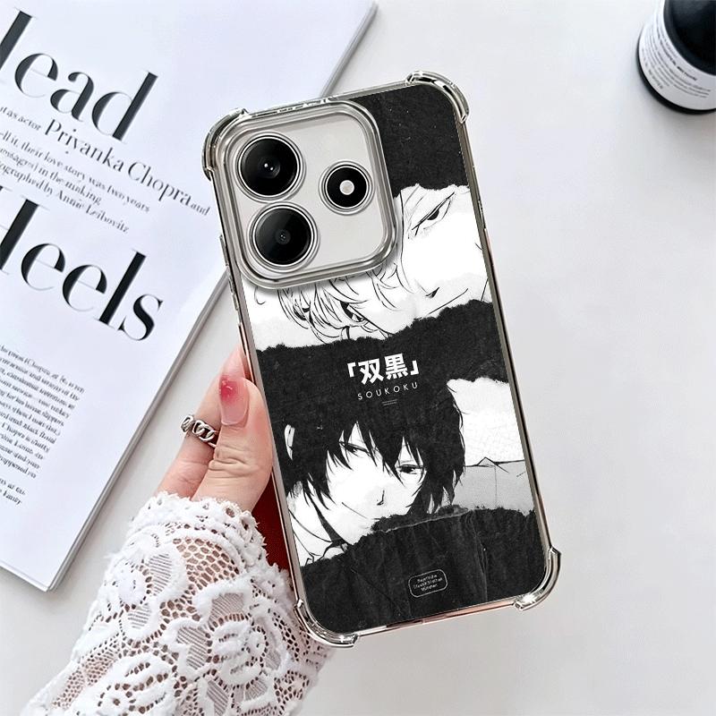 Bungo Stray Dogs Double Black Soft Phone Case For Xiaomi Redmi Note 14 15 Pro Plus 13 12 11S 11T 5G 10 9S 9 Plating Anti-Fall Fu
