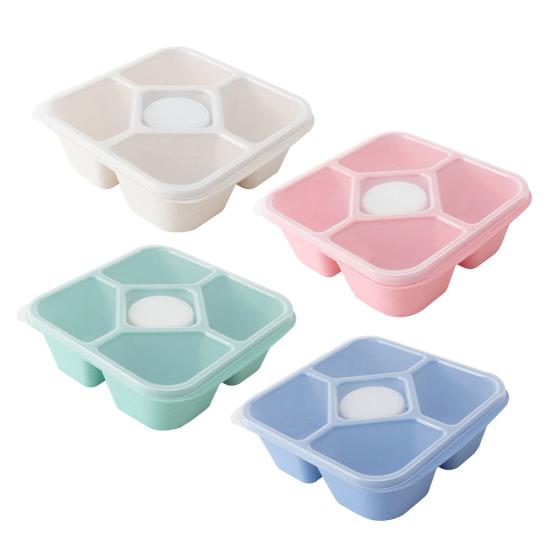 Stor Snackboksbeholder med Lokk 5-Rom Delt Serveringsbrett Innebygde Dippbeholdere BPA-fri Matbeholder for Snacks Frukt Nøtter